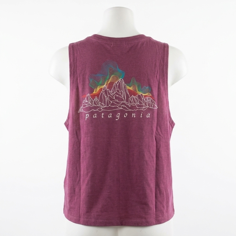 NEW PATAGONIA women's capilene cool trail cropped tank top in fitz roy nimbus: f